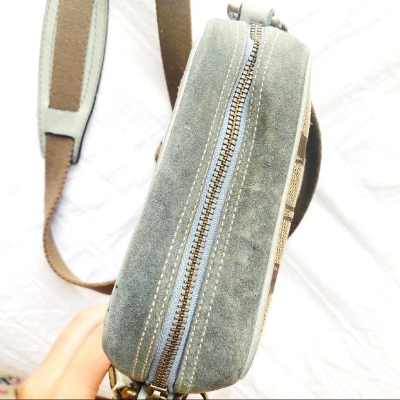 Coach Bags Coach Blue Logo Suede Crossbody Bucket Bag Poshmark